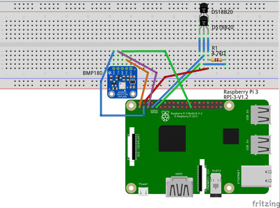 подключение BMP180 и DS18B20 к Raspberry Pi 3